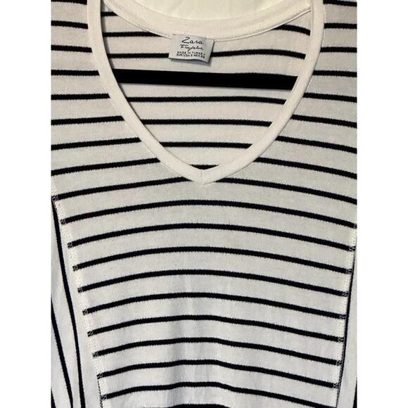 Zara Trafaluc Size S Short Sleeve Dress Breton Stripe Black White Nautical Comfy - Picture 2 of 7